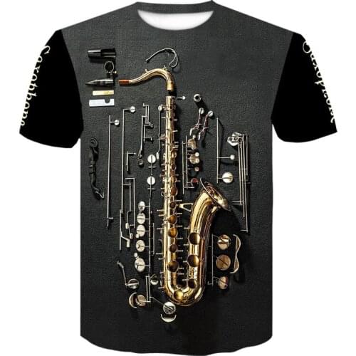 2021 New Mens 3D Guitar Printed Fashion Short Sleeve T Shirt Daily Short Sleeve Tee Musical t-shirt Female Psychedelic Clothes
