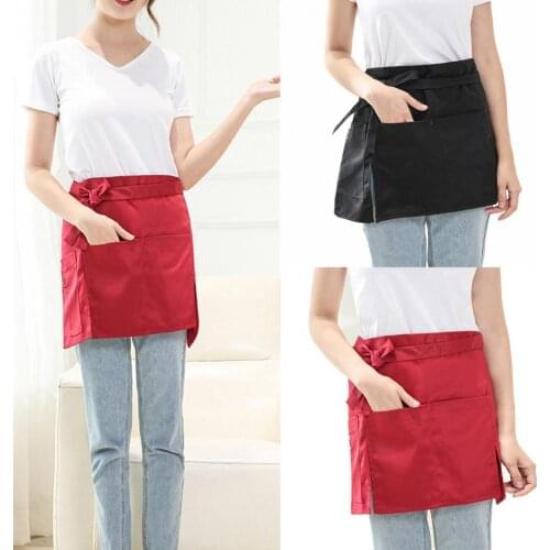 Unisex Solid Color Anti-oil Short Half Waist Apron Restaurant Server Waiter Tool