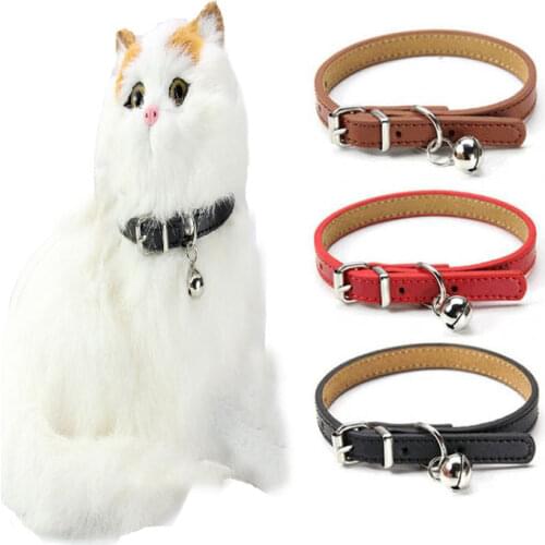 Pet cat leather bell collar with accessories wear comfortable adjustable belt collar suit for small medium pets puppy and kitten