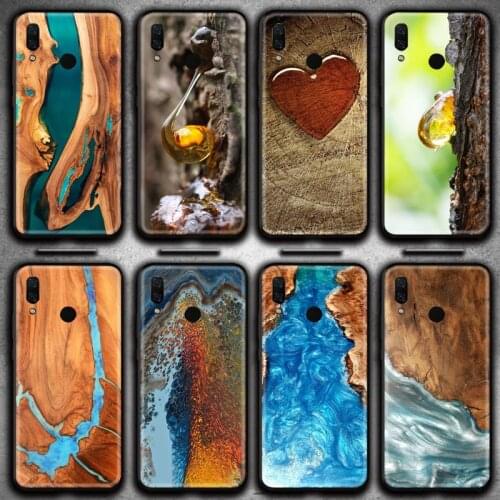 Resin WOOD Marble Colorful Phone Case Huawei Y6P Y8S Y8P Y5II Y5 Y6 2019 P Smart Prime Pro
