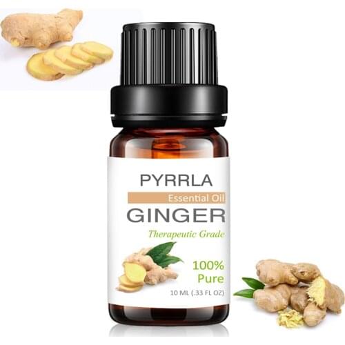 Pyrrla 10ml Ginger Pure Essential Oils Hair Care Purifying Air For Aromatherapy Humidifier Massage Frankincense Aromatic Oil