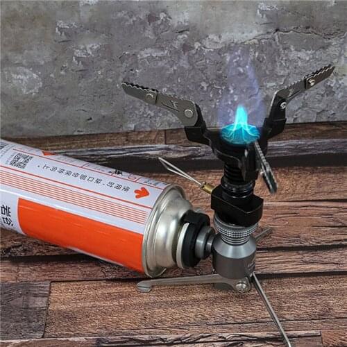 Outdoor Gas Adapter Tripod Butane Canister Adapter Collapsible Gas Stove Connector Gas Lamp Tank Stand Camping Equipment