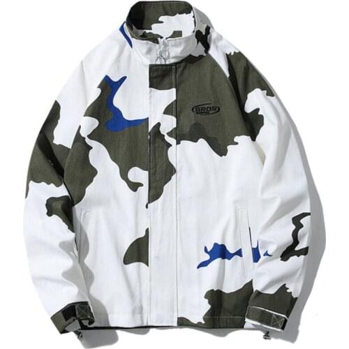 Cow camouflage canvas windbreaker men and women spring and autumn outdoor jacket coat lovers sports jacket