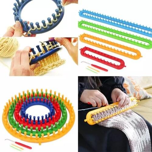 Long Loom Knitting Machine For CrochetCircle Hat Scarf Blanket Bag Wool Sweater DIY Creative Rectangular Round Tools Hand Knit