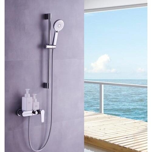 Top quality Chrome brass bathroom shower faucet set Bathtub shower faucet Fashion design Save space with Multifunctional spray