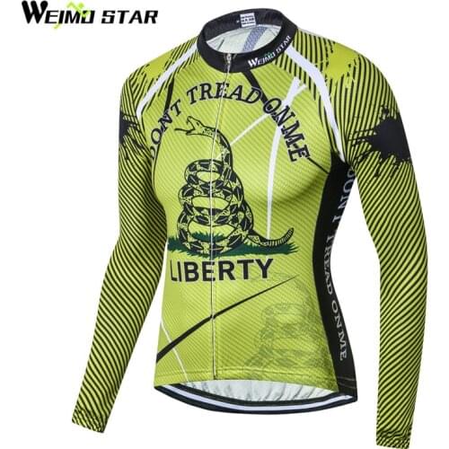 Weimostar Don't Tread On Me Bicycle Cycling Clothing Autumn Long Sleeve Bike Jersey mtb Race Sport Cycling Jersey Ropa Ciclismo