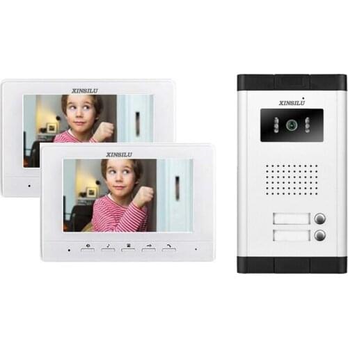 XINSILU Talk ,video ,unlock, Monitor And CMOS TFT-LCD 7 Inch Appartments Video Door Phone with 2 Buttons Infrared Night Vision