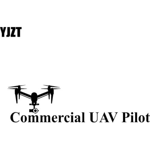YJZT 15.4CM*4.1CM Commercial UAV Pilot Inspire Drone Vinyl Decal Car Sticker Black/Silver C3-0152