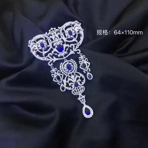 Victoria palace 925 sterling silver with cubic zircon brooch pins luxury jewelry fine women jewelry white with blue color