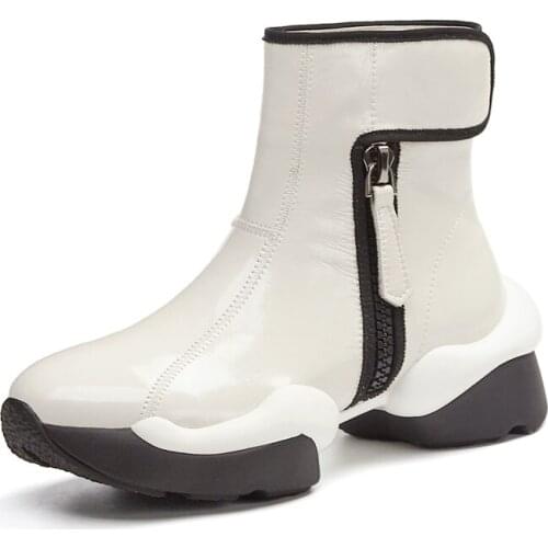 2020 Leisure big size 42 Genuine Leather Brand Design Comfortable Ankle Boots Woman Shoes Women Boots Female Sneakers