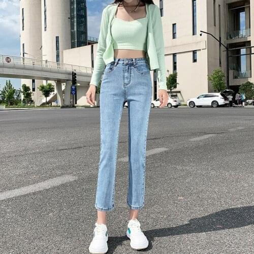 GLODTAOS Autumn Winter Split Pencil Stretch Jeans Woman High Waist Skinny Mom Jeans Plus Size