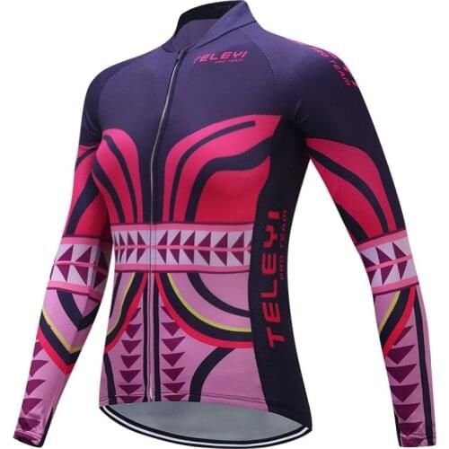 Teleyi Womens Cycling Jerseys 100% POLYESTER Ropa Ciclismo Long Sleeve Bike Shirt Bicycle Sportswear