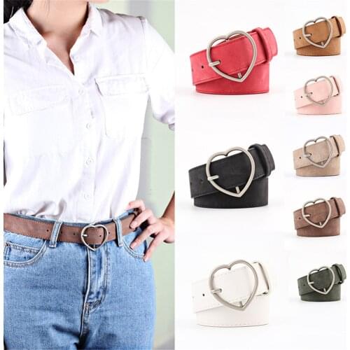 Genuine leather ladies high quality alloy love pin buckle fashion retro belt dress jeans decorative ladies cute belts