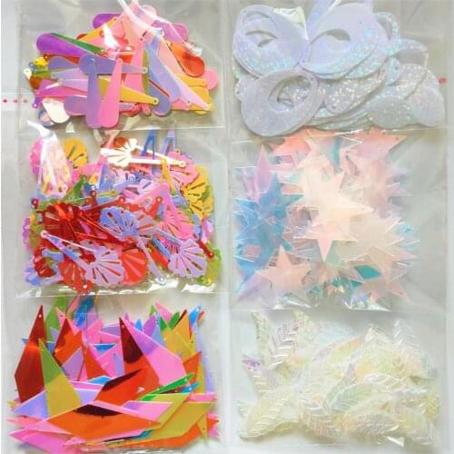 Star Leaves Diamond Oval PVC Sequins Flat Paillette Garment Earring Accessories Shining AB Spangles Mix Colors 100pcs/lot