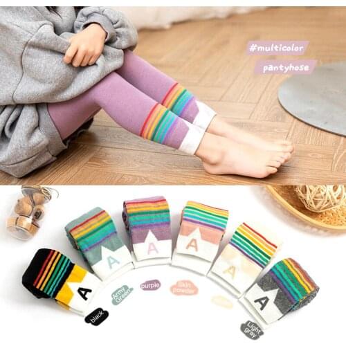 1 PCS Kid Tights Stockings New Children Pantyhose Color Rainbow Letters Baby Socks Pants Girls Dance Socks Accessories 1-9Y