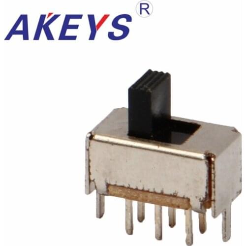 10PCS SS-22E01 2P2T Double pole double throw 2 position slide switch DIP 6 pin verticle type with 2 fixed pin