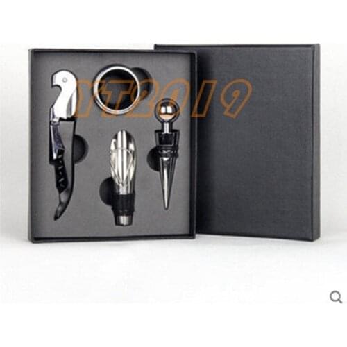 10pcs Freeshipping round leather corkscrew tool sets, wine tool sets in leather box,nice outlooking as gift wine box set