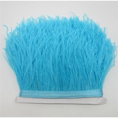 10 yards 10-15CM Ostrich feather trims for skirt/dress Light blue ostrich feathers ribbon feather For Crafts Plumage Clothing