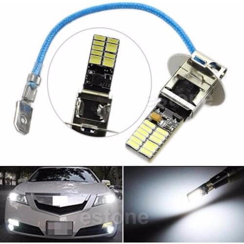 24-SMD-4014 H3 6500K HID White LED Bulbs for Fog Lights or Driving Lamps