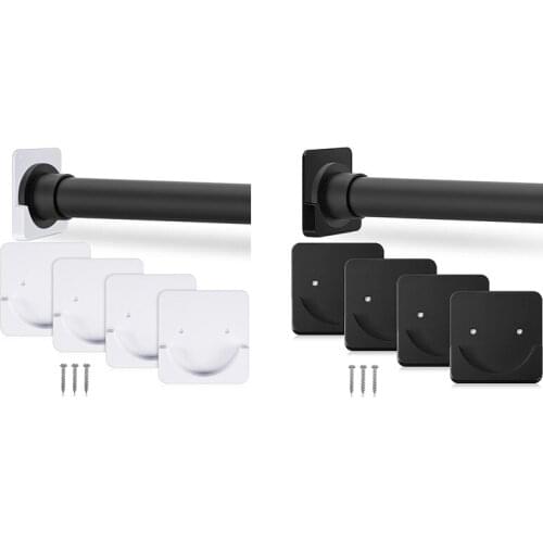 4 Pieces Adhesive Shower Curtain Rod Holder Shower Rod Retainer Wall Mount Holder, Shower Curtain Rod Not Included