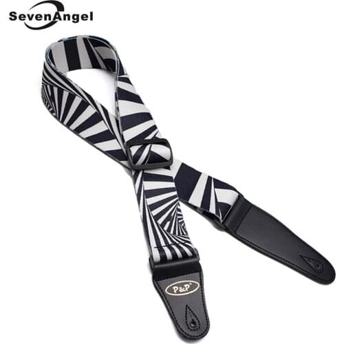 Acoustic Electric Guitar Strap Embroidery Adjustable Leather Ends Zebra stripe Style Music Instruments Accessories Straps