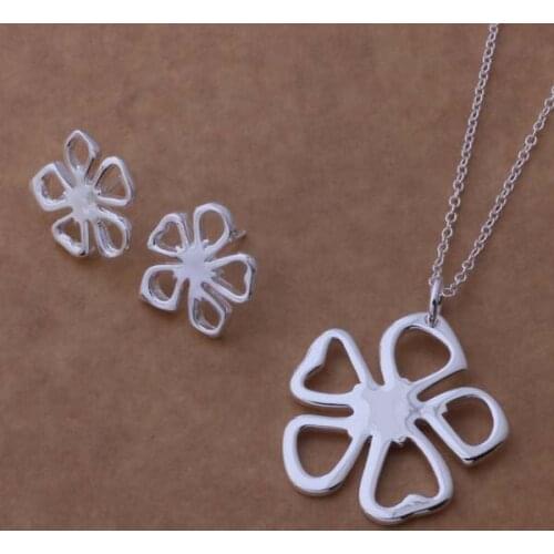 AS239 Lucky Silver Color 925 Jewelry Sets For Women Earring 286 + Necklace 282 /blzakdga Ajzajbga