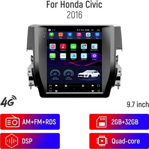 9.7 inch Android Tesla Screen Car Radio For Honda Civic 2016 Car Stereo Multimedia Player Autoradio Head Unit