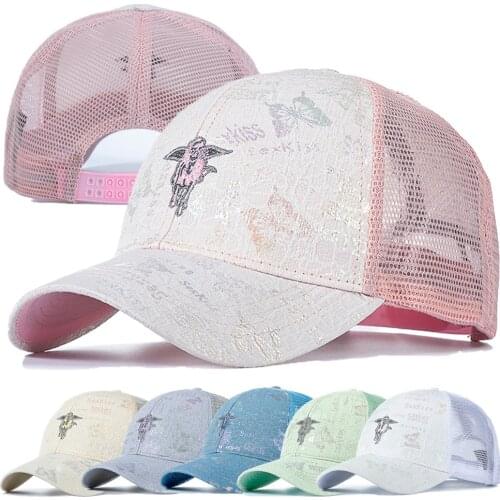 New Stylish Womens Cap Summer Trucker Hats For Women Fashion Flying Horse Embroidery Baseball Cap Outdoor Streetwear Hat Cap