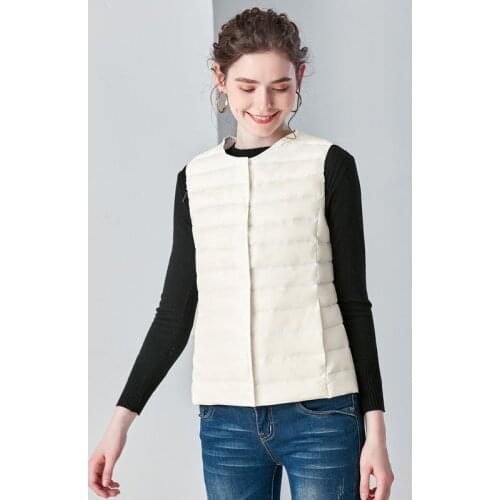 New Women Sleeveless Womens Ultra Light Down Vests Slim Jacket Girl Gilet Plus Lightweight Windproof Warm Waistcoat Portable
