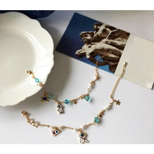 Rocket Star Cartoon Friendship Bracelets Beautiful Cute Astronaut Charm Bracelets for Women