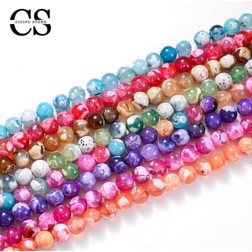 Fire Dragon Agates Beads Natural Stone Beads Moire Loose Spacer Beads for Jewelry Making Bracelet Necklace Charms Accessories