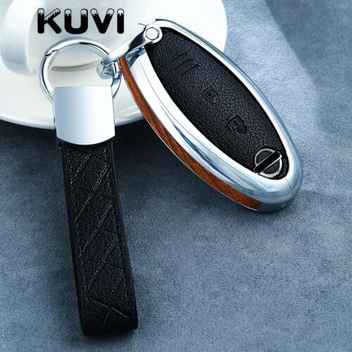 Alloy Leather Car Remote Key Full Cover Case For Nissan Qashqai Pulsar March 370Z Micra Juke Note Tiida Wingroad NV200 Leaf Cube