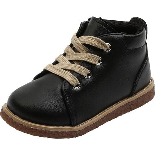 COZULMA Children Boys Spring Autumn Lace-Up Ankle Boots Casual Shoes Kids Girls Non-slip Fashion Work Boots Size 21-30