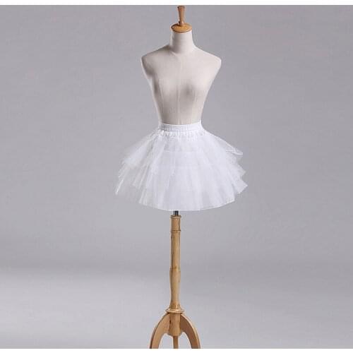 Kids Girls 4 Layers White Elastic Waist And Lace Up Skirt Petticoat #6
