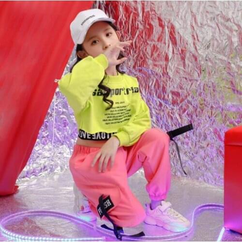 Girls Jazz Modern Dancing Costumes Clothing Suits Kids Childrens Hip Hop Dance wear Costumes Crop Street Dancing Wear Suits