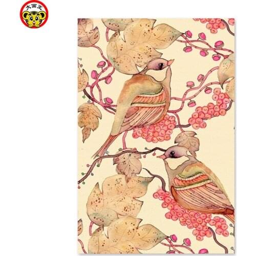 Diy home decor oil painting by numbers drawing hand painted Illustrator Colleen Parkers spring scenery and birds