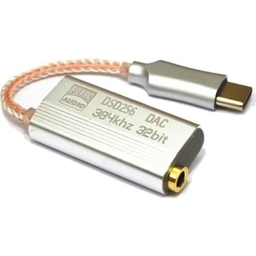 ES9318 Mobile PhoneType C to 3.5mm Decoding DSD256 DAC Amplifier HIFI Wire Adapter Earphone Cable for ESS Device