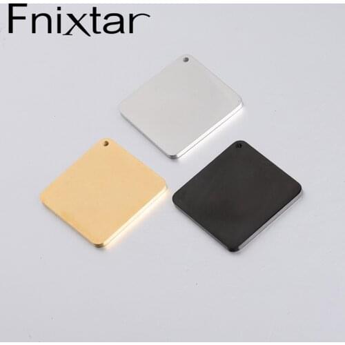 Fnixtar Stamping Blank Square Charm Tags Mirror Polished Stainless Steel DIY Engraved Charms 2mm Thickness 30mm 20piece/lot