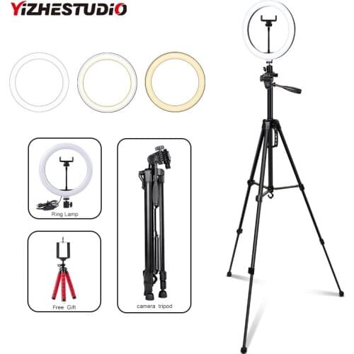 Yizhestudio Selfie Ring Lamp With Camera Tripod for Selfie Phone Video Photography Lighting with camera stand For Youtube