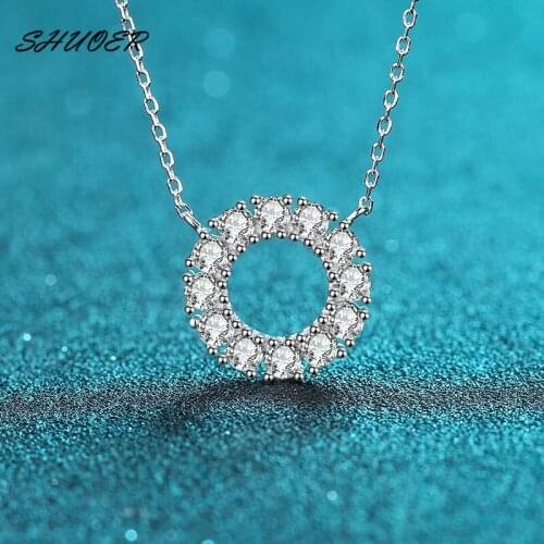 Classic 925 Sterling Silver Pass Diamond Tester Round Brilliant Cut 0.3 ct D Color Full Circle Moissanite Pendant Necklace Gifte