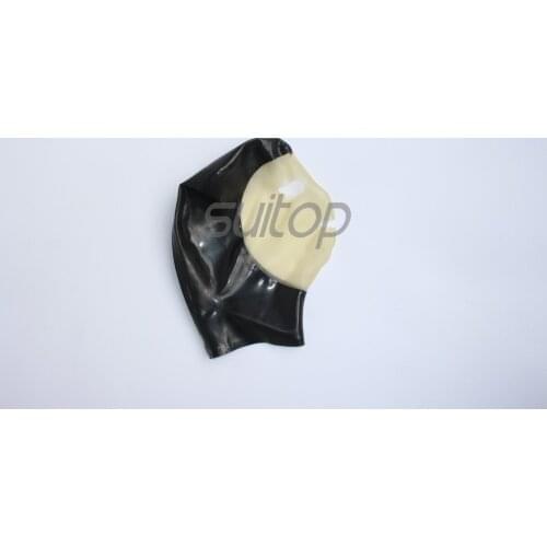 Latex Hoods for adult with zip back Transparent and black