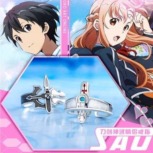 Sword Art Online MEMORIES 925 Silver Ring Zircon Jewelry Kirigaya Kazuto Elucidator Dark Repulsor Lover Couple Kirito Asuna Gift