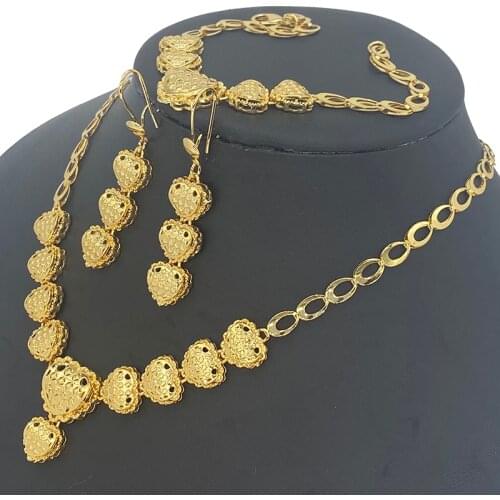 Fashion New Dubai Nigerian Arab Jewelry Sets Africa Ethiopian Jewelry for women Wedding Gift Necklace/Bracelets/ Earrings