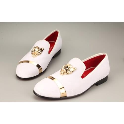 Leopard head comfortable fashion US 5-12 Mens flannelette The fabric wedding career work party dance shoes