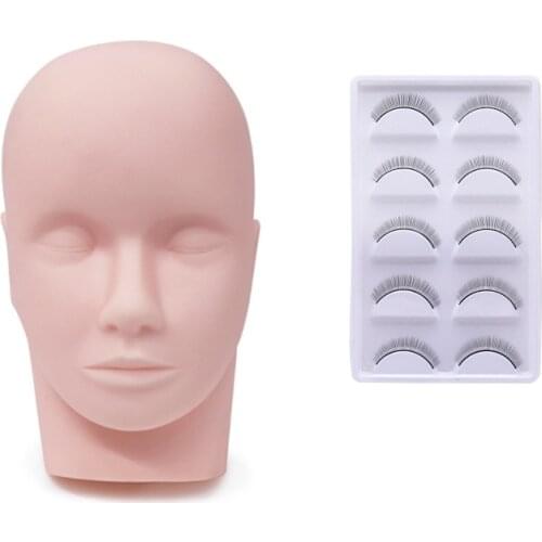 False Eyelashe Mannequin Model Head Silicone Grafting Eyelash Extension Practice Model Head Eyelash Extension Training Tools