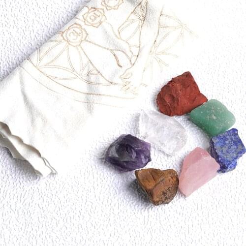 1Set Natural Seven Chakra Stone Quartz Minerals Specimen Seven Irregular Shape Rough Rock Reiki Healing Stone Gifts Collection