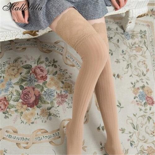 New exy Lace Stockings Warm Thigh Autumn Over Knee Socks Fashion SHigh Stocking Long Stockings Girls Ladies Women Warm Tights