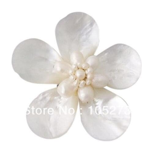 New Arriver Shell Flower Jewelry Daisy Delight Mother Of Pearl Natural Freshwater Pearl Pin Brooch Top Quality 4-25mm Free Ship