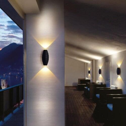 Factory Wholesale LED Silkworm Led Wall Lamp Round Waterproof Aluminum Up and Down Light Outdoor Creative Courtyard Decoration