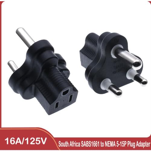 Swaziland,Lesotho,South Africa SANS164-1 Travel Power Plug Adapter Accepts NEMA 5-15R - ETL Certified - Industrial Grade(IG-10L)